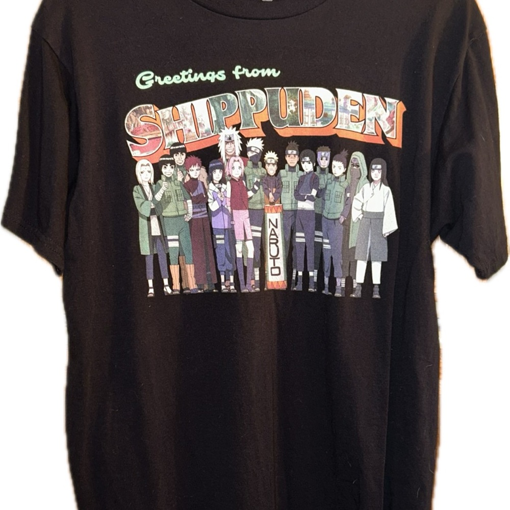 Ripple Junction Black Short Sleeve Tee Naruto Greetings From Shippuden Men’s LG